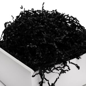 Mefleet 1 LB Crinkle Cut Paper Shred Filler Black Crinkle Paper Shredded Paper for Gift Box - Gift Basket Filler - Gift Box Stuffing for Christmas, Halloween Packaging Wrapping