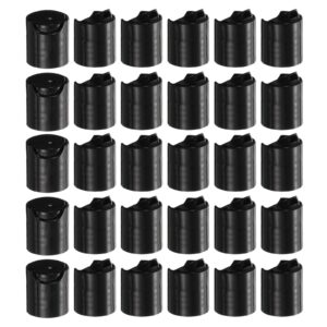 uxcell 30pcs pp plastic disc top caps, 20/410 replacement press caps durable dispensing lids for squeeze bottles, refillable bottles, plastic, empty, shampoo bottles, black