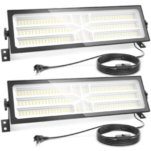 agrantop 2 pack linkable led shop light - 100w 15000lm aluminum plug in garage light w/ 9.84ft power cord and on/off switch, 6500k shop lights for garage, workshop, warehouse