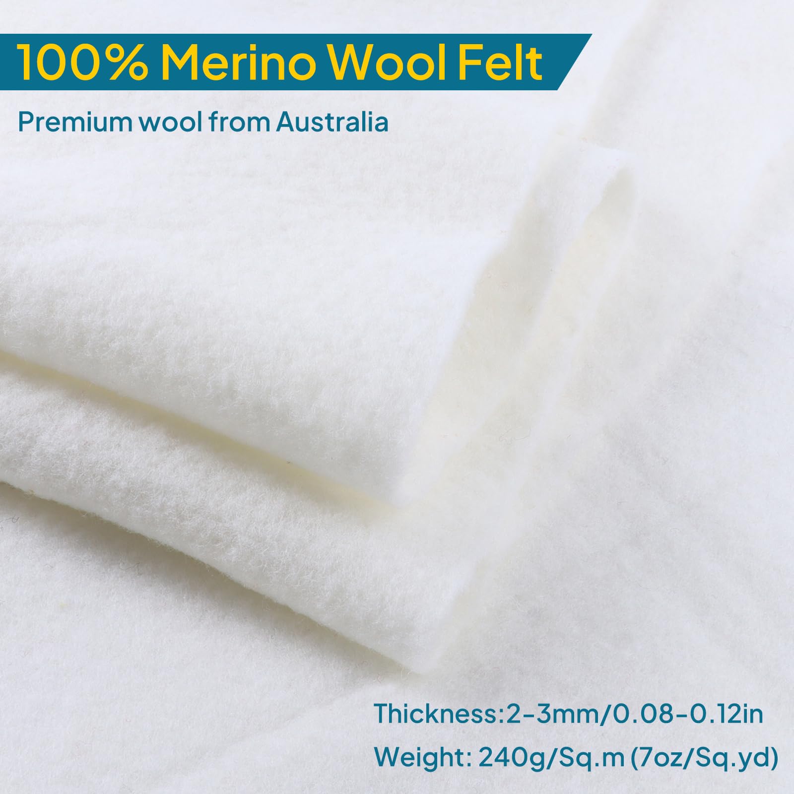 Pre Felt Wool Felt Fabric, Pure Merino Wool Felt for Quick Backing, Shaping and Filling, Needle Felting, Wet Felting, DIY Craft, Save Time, 12 x 39 Inches, Beige