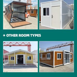 Foldable Prefab Container Home - Modular Tiny House with Customizable Bathroom, Kitchen, Living Room & Bedroom Spaces - Mobile Home Options for Adults