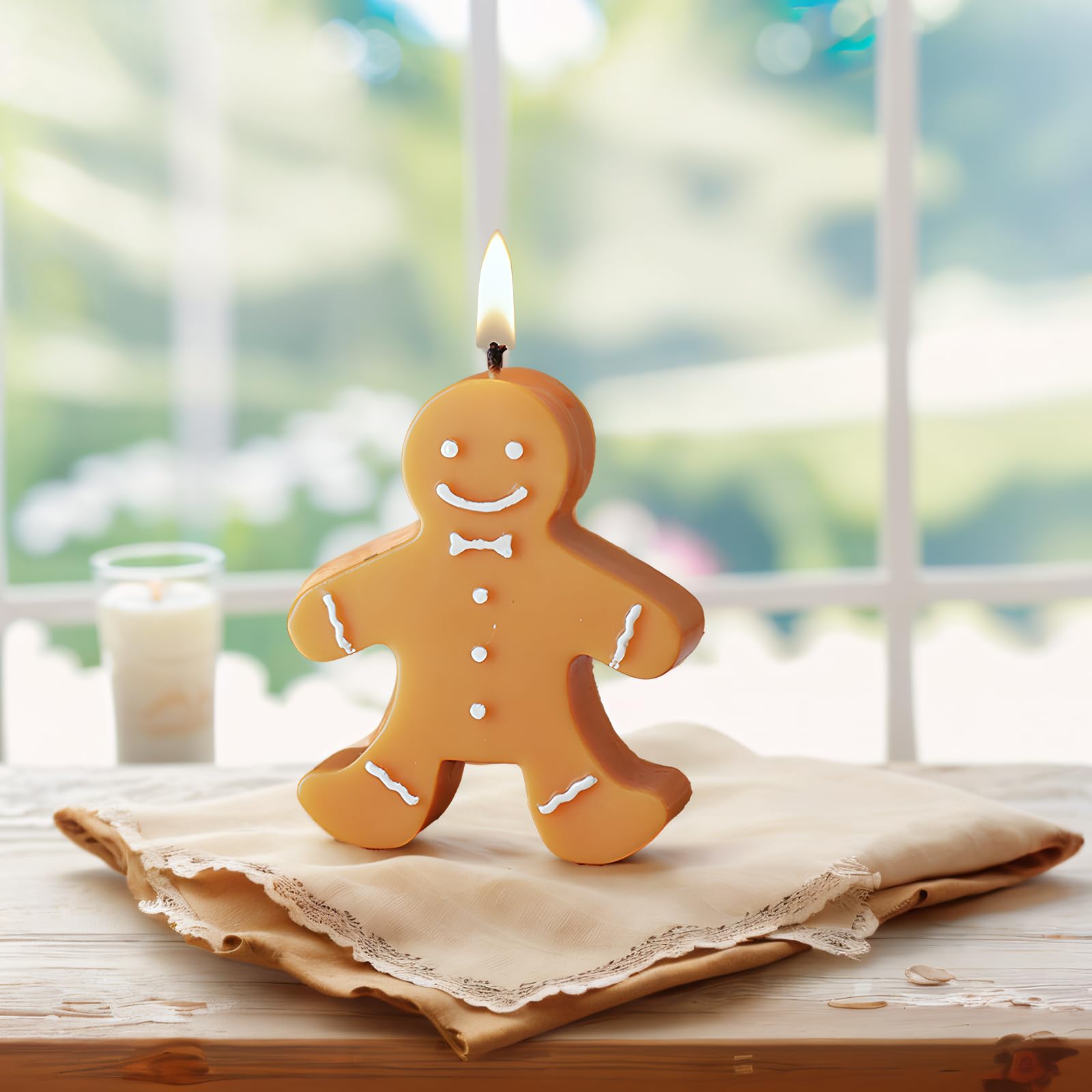 1 Pack Gingerbread Man Shaped Scented Candle, Aesthetic Aroma Soy Wax Christmas Decorative Candle, Decorative Aromatherapy Candles, Prefect for Christmas Eve Party Decoration and Gift