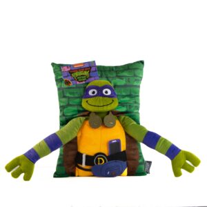 Nickelodeon Teenage Mutant Ninja Turtles Donatello 3D Snuggle Pillow - Super Soft Green Plush Pillow - Measures 15 Inches