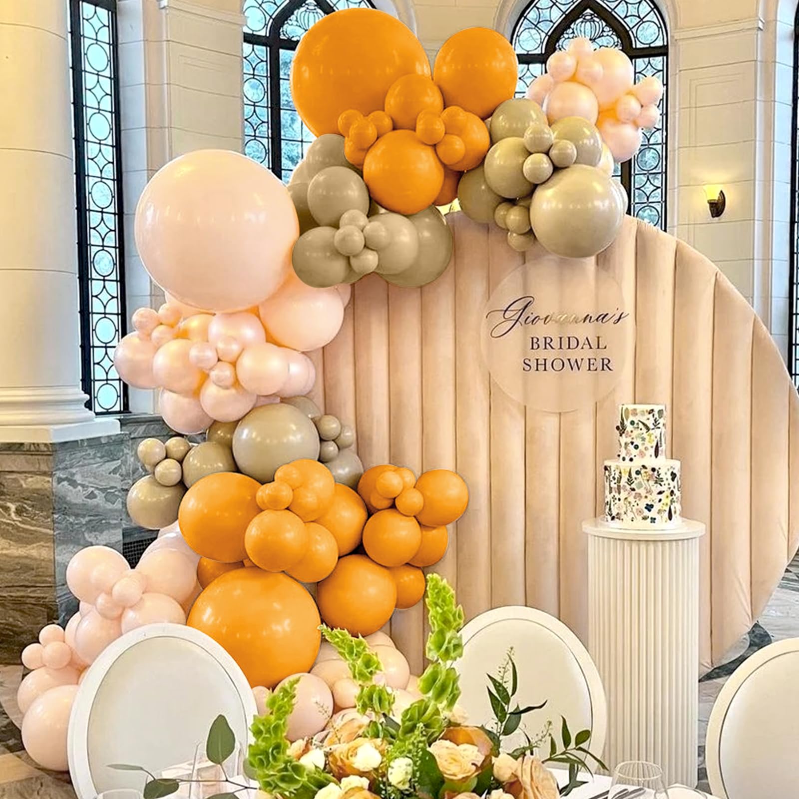 Vidavan Thanksgiving Balloons Fall Balloon Arch Kit, 111pcs Burnt Orange and Apricot Peach Double Stuffed Balloons for ThanksGiving Fall Baby Shower Birthday