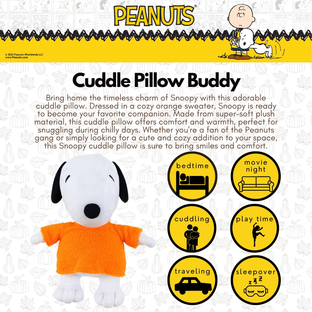 Franco Peanuts Snoopy Cozy Sweater Fall Bedding Super Soft Plush Cuddle Pillow Buddy, (Officially Licensed Product)