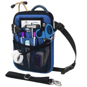 bovke nurse fanny pack with medical gear pockets, tape holder, medical bag nurse waist pouch organizer with extra space for stethoscopes, bandage scissors and more emergency supplies, blue