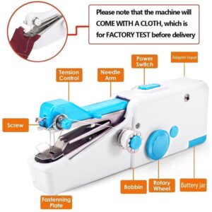 Handheld Sewing Machine, Mini Sewing Machine For Beginners, Battery And Usb Operated Pocket Sewing Machines, Easy To Operate Portable Sewing Machine For Beginners (Blue)