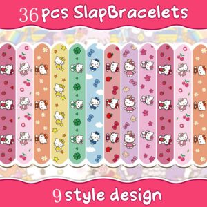 GOTOFUN Kitty Party Supplies, Kitty Slap Bracelets, 86PCS Party Favors Contains 36 Slap Bracelets and 50 Stickers, Great Birthday Gift for Boys Girls, Kawaii Goodie Bag Stuffers