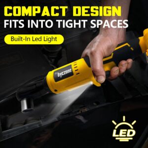 3/8" Brushless Ratchet Wrench Compatible with DEWALT 20V Battery, 74Ft-Lbs Electric Cordless Ratchet, Square Drive Wrench with Variable Speed, 1/4" Adapter, 3" Extension Bar & 7 Sockets (Tool Only)