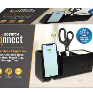 Bostitch Konnect Qi Certified Wireless Charging Desk Accessory Kit with Pencil Cups