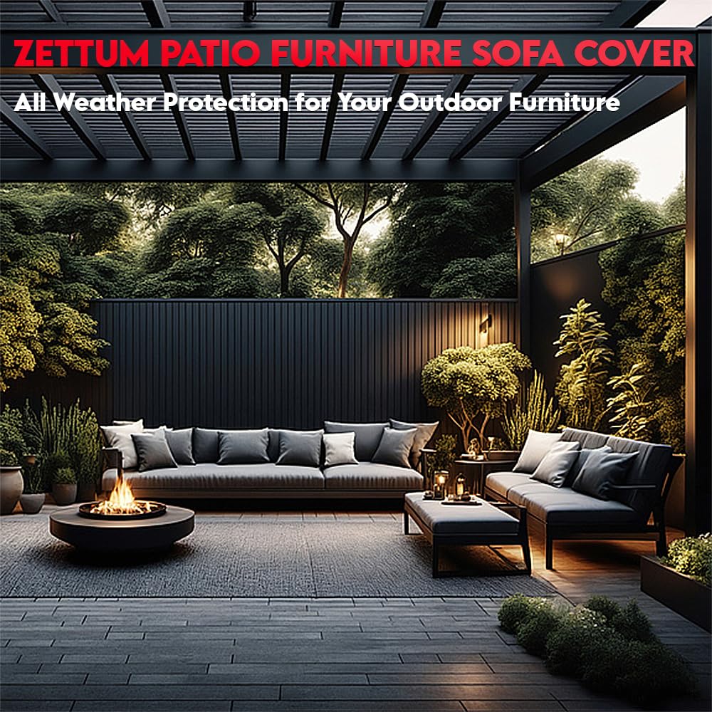 Zettum Patio Loveseat Cover 60 Inch - 600D Outdoor Couch Cover Furniture Sofa Cover Waterproof Heavy Duty, 2-Seater Bench Cover for Outside Sofa, Loveseat, Couch, Bench and Glider - 60 x 36 x 33 Inch