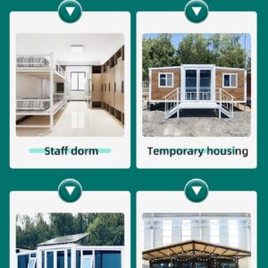 Foldable Prefab Container Home - Modular Tiny House with Customizable Bathroom, Kitchen, Living Room & Bedroom Spaces - Mobile Home Options for Adults