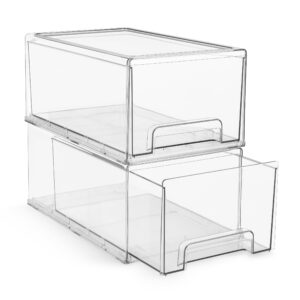 sorbus large clear stackable storage drawers, plastic storage drawers with handles, craft storage drawers, clothes, medicine, makeup, closet, art supply, bathroom, shoe, toy storage organizer (2 pack)