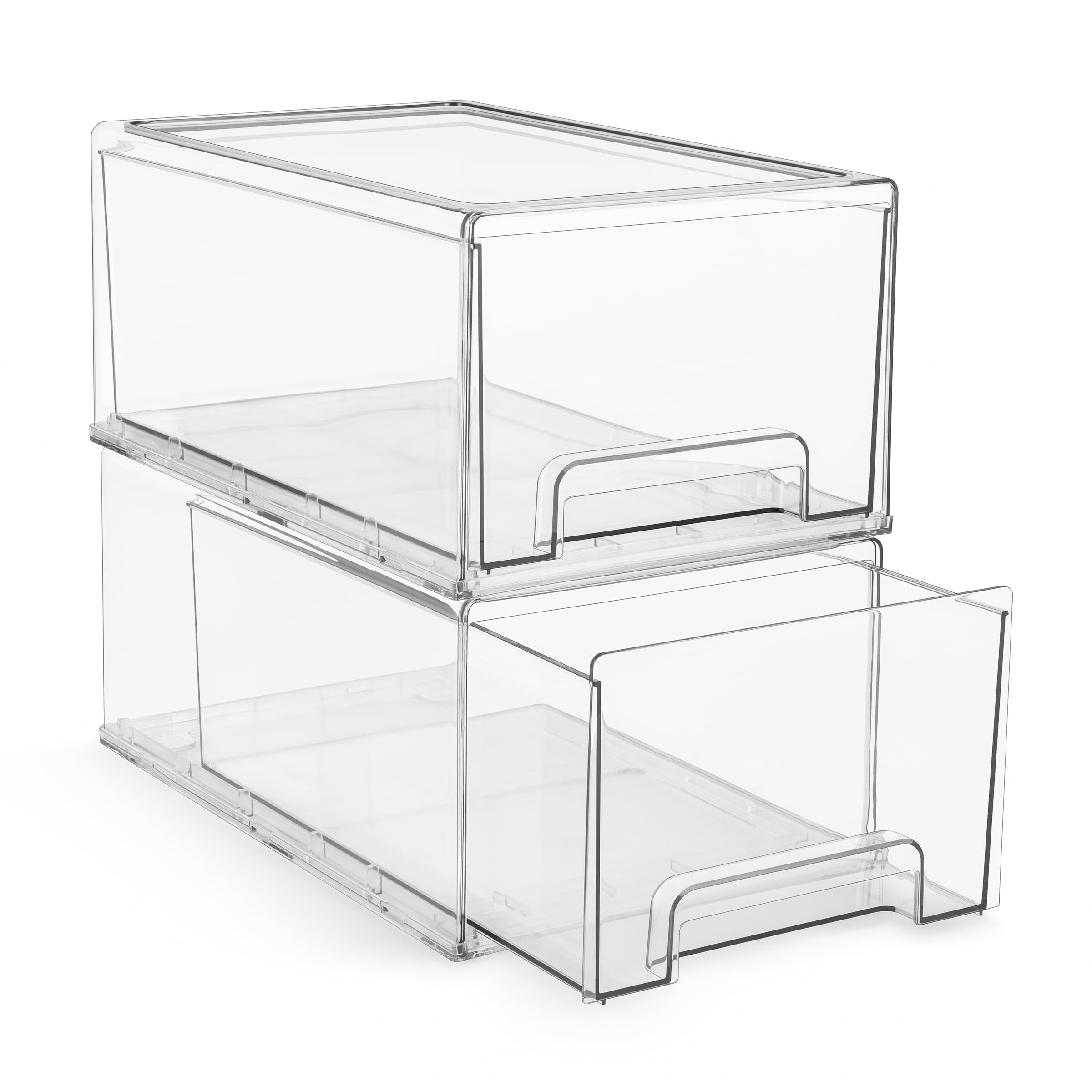 Sorbus Large Clear Stackable Storage Drawers, Plastic Storage Drawers with Handles, Craft Storage Drawers, Clothes, Medicine, Makeup, Closet, Art Supply, Bathroom, Shoe, Toy Storage Organizer (2 Pack)