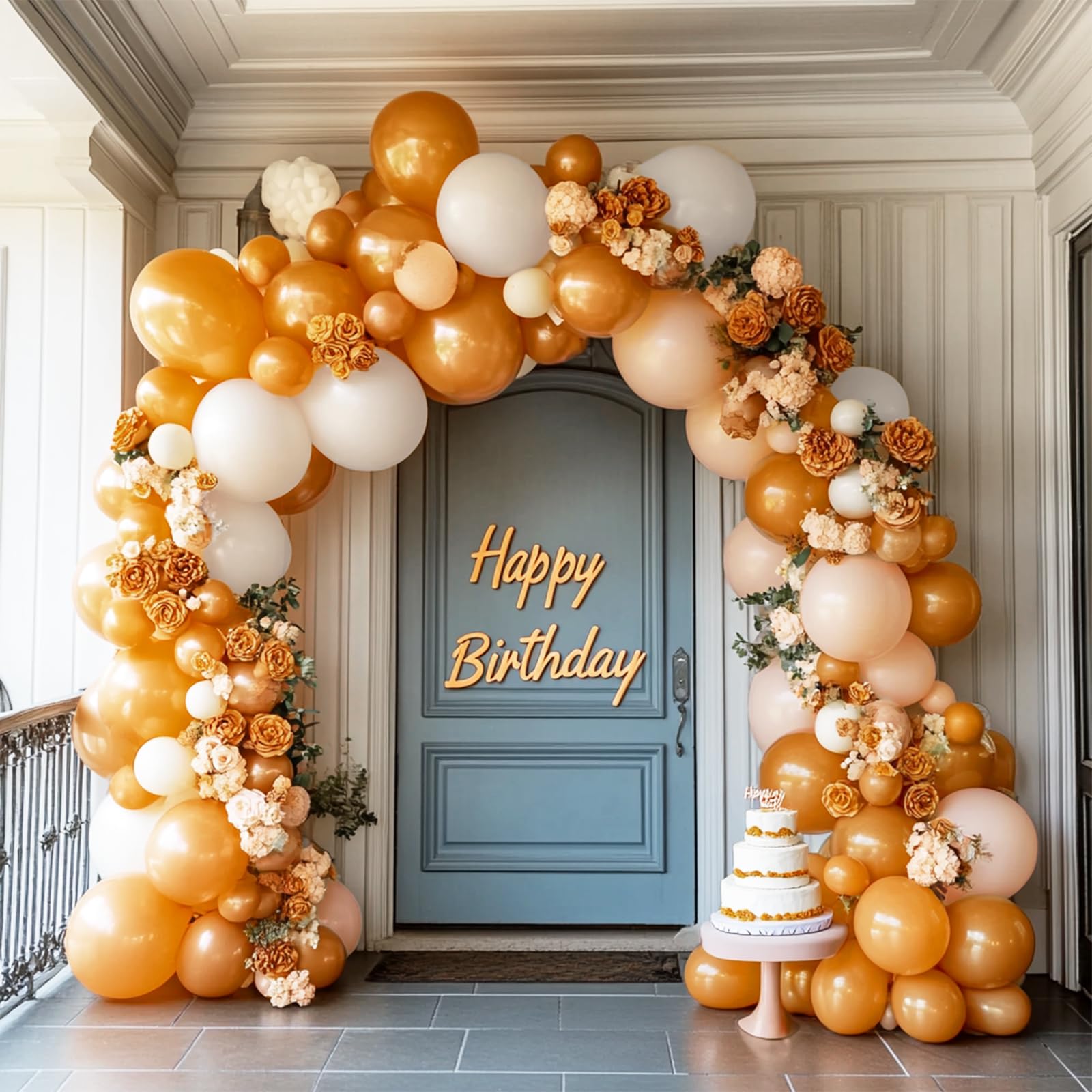 YAOWKY ThanksGiving Balloons Fall Garland Arch Kit,124pcs 18 12 5 In Burnt Orange Pastel Orange White Sand Balloons for ThanksGiving Fall Baby Shower Birthday Pumpkin Themed Party Decorations