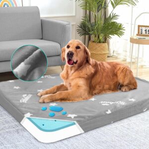 waterproof dog bed for large dogs, memory foam dog beds & furniture, large dog mat for sleeping, plush flannel fleece top pet bed, grey