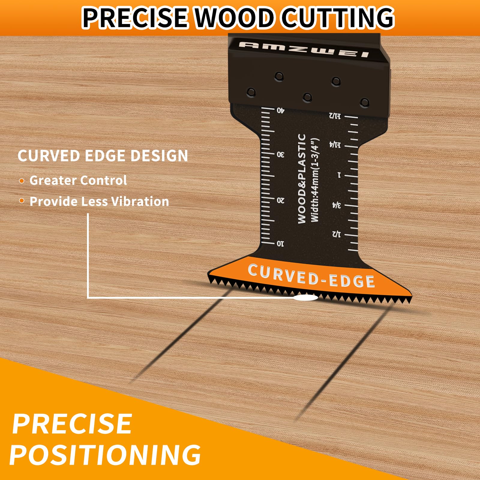 AMZWEI 50PCS Titanium Oscillating Tool Blades, Curved Edge Oscillating Saw Blades for Metal, Wood, Plastic, Quick Release Multi Tool Blades Compatible with Dewalt Milwaukee Ryobi Rockwell Fein