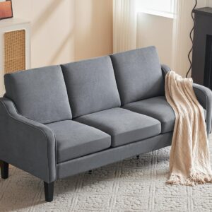 Luxury 72" Comfy Sofa Couch with Spring Cushion,Comfy Upholstered 3 Seater Sofa, Love-Seat Sofas & Couches with Deep Seat And Ultra Thick Cushion,Compact Small Couch for Bedroom Apartment Office,Grey