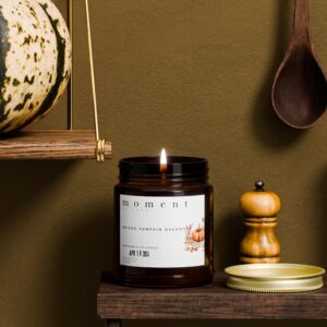 Spiced Pumpkin Dreams Fall Scented Candles by Moment At Home | Autumn Room Scent & Decor | Natural Non Toxic & Hand Poured Coconut Wax | 7 Ounce Long Lasting Up to 50 Hours Burn Time