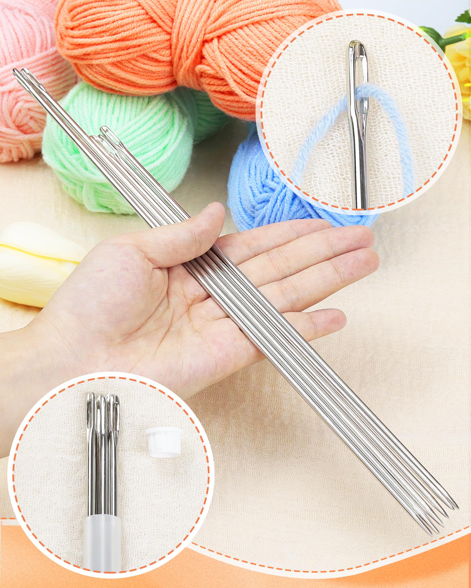 FIVEIZERO 10"/12" Professional Upholstery Needle – Extra Long Sewing Needle, Large Needle for Upholstery and Crafting Projects, Big Needle for Canvas Repair Stitching, Giant Needle for Large Tasks