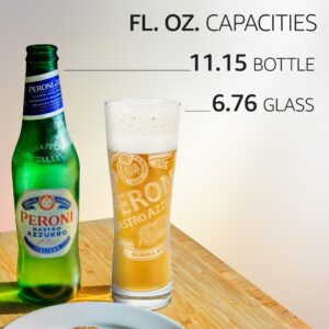 Peroni Beer Glasses | Premium Italian Drinking Glasses | Dishwasher Safe | Perfect for Serving Italian Lagers, Craft Beers and Pilsners | 6.76 Oz (0.2 Liters) Capacity - Set of 6