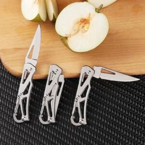 10MOONS Mini Pocket Knife - 5.9 Inch Plain Edge Stainless Steel Keychain Knife for EDC Box Envelope, Small Pocket Knife Every Day Carry Tool for Men&Women (1Pack)