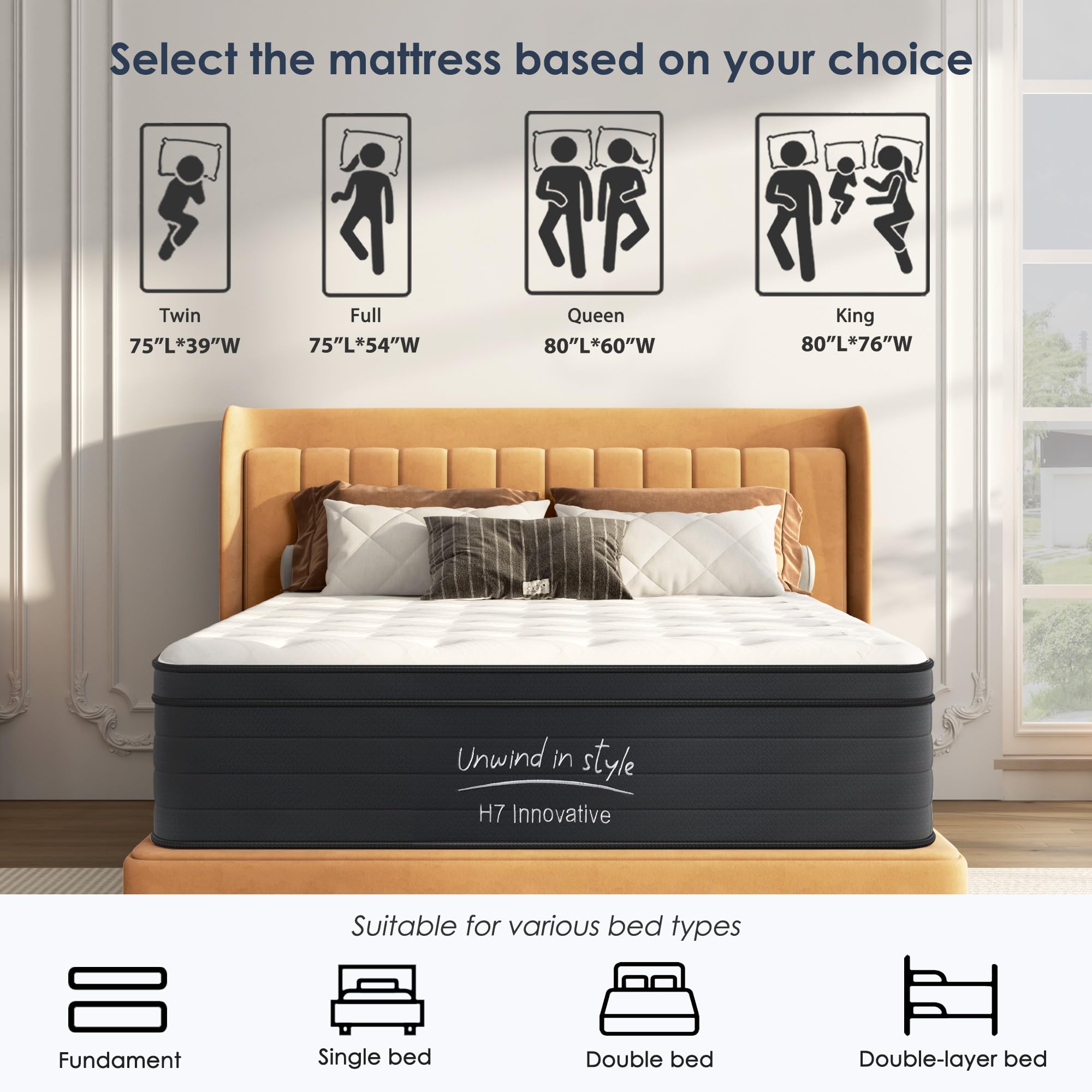 SogesSleep Queen Mattress 12 Inch Hybrid Mattress with Gel Memory Foam - Pressure Relief, CertiPUR-US & Fiberglass Free - Medium Firm Bed Mattress for Optimal Cooling and Comfort