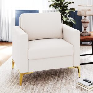 avenco sofa, modern sofa - armchair, accent chairs with extra deep seats, couch for living room, apartment, room office, ivory