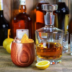 Wooden Bourbon Drinking Glass, Bourbon Gifts for Men - Wooden Old Fashioned Glasses Set Whiskey Tumbler | Birthday Whiskey Gifts for Men, Dad or Brother | Handcrafted Whiskey Wooden Tumbler(2 Pack)