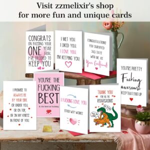 ZZMelixir Funny Thank You Cards for Best Friend, Welcome Cards to Employees, Humorous Motivational Birthday Card for Him Her, Naughty Anniversary Card to Husband