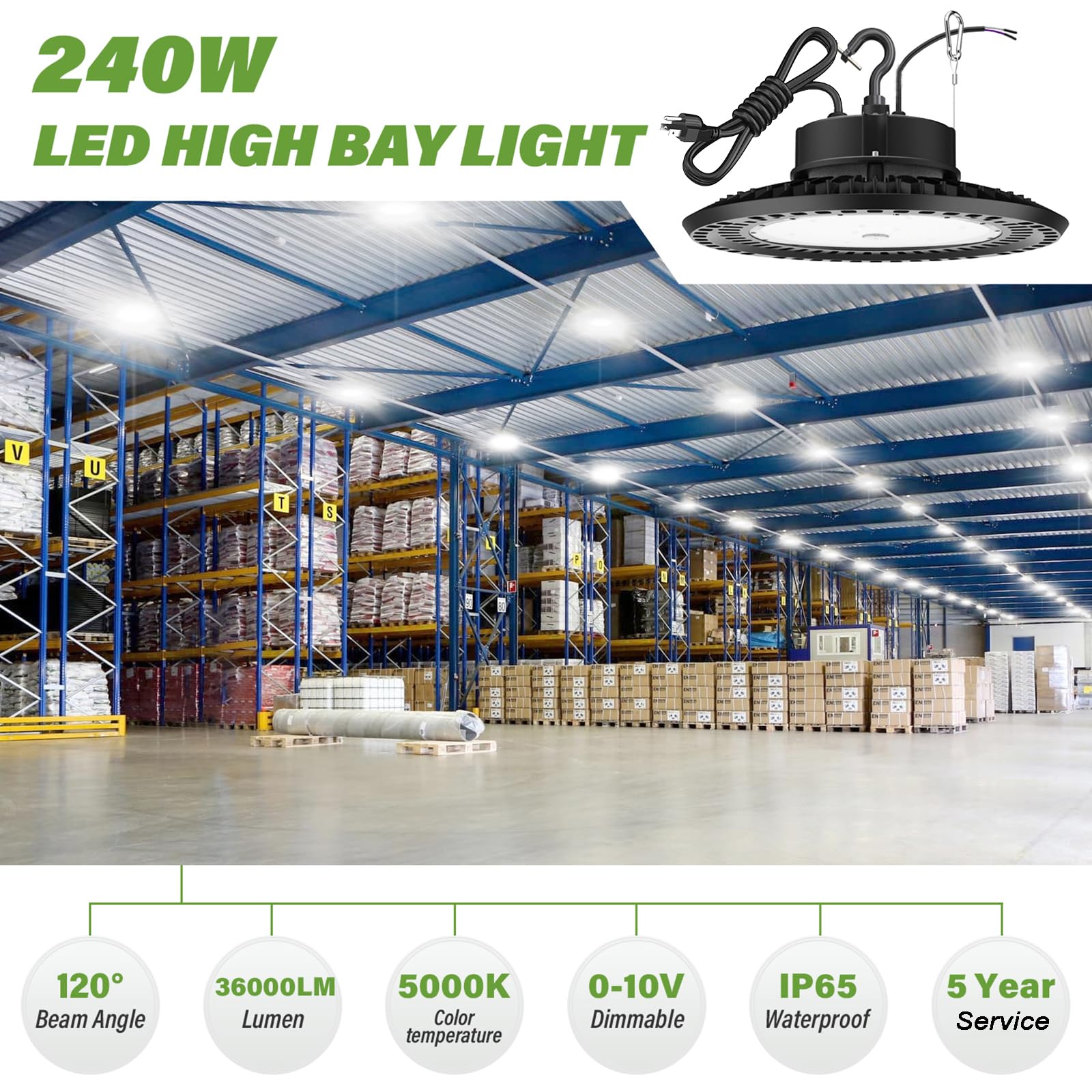 BFT UFO LED High Bay Light 100W High Bay LED Shop Lights 0-10V Dimmable 15000LM 5000K High Bay LED Lights with US Plug High Bay Lights for Warehouse Lights Commercial Bay Lighting