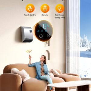 Electric Wall Heaters for Indoor - 1500W Fast Heating Space Heaters for Indoor Use, Energy Efficient Indoor Space Heater Panel Wall Heaters with 3 Fan Speeds, Thermostat, Remote