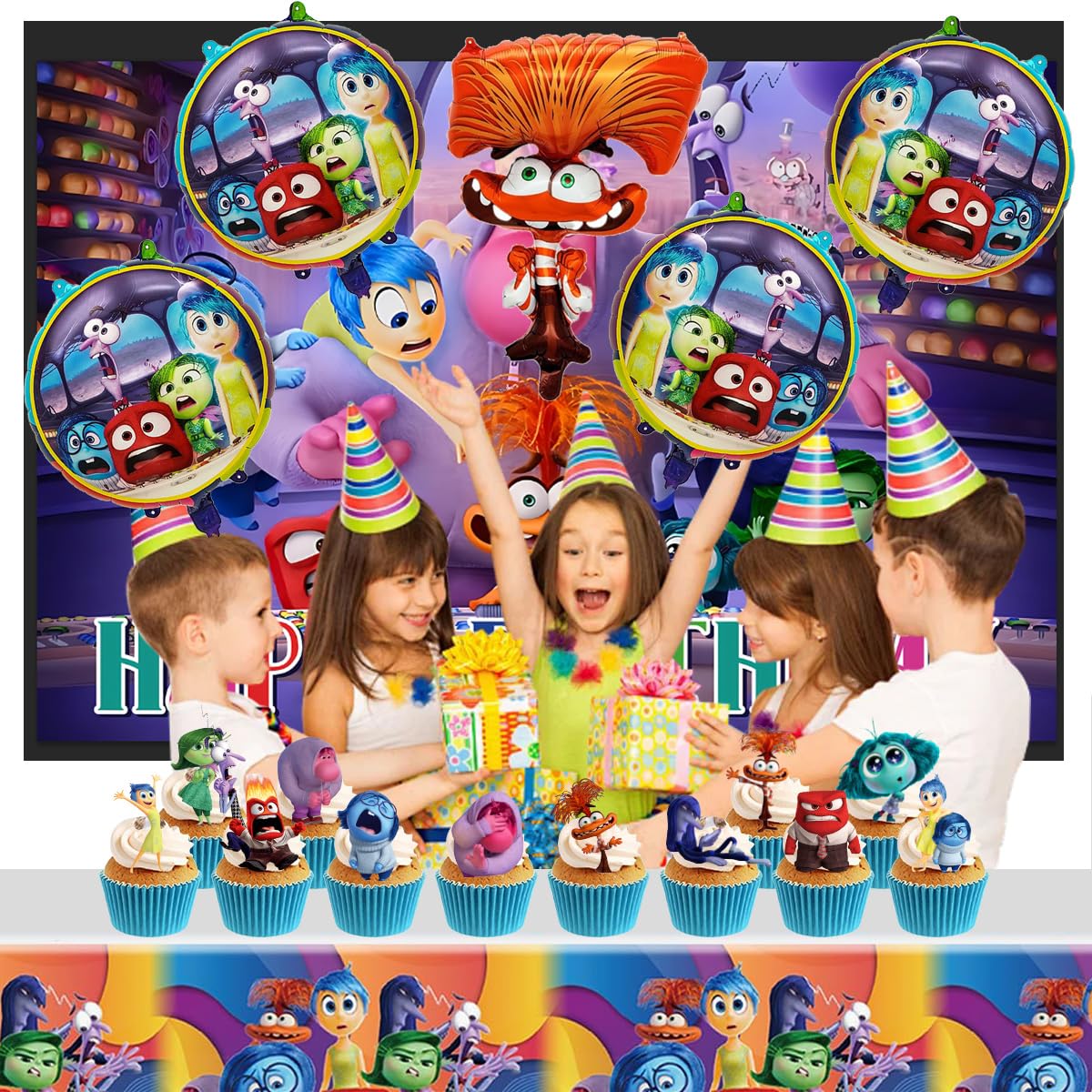 Inside Out Balloons Bouquet, Inside Out Party Supplies Balloon Bouquet Decorations. (TN1)