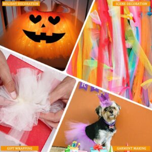 CEOWOIUN Orange Tulle Fabric Roll 6 Inch by 25 Yards Sheer Tulle Netting Spool Tulle Ribbon for Tutu Skirt Gift Wrapping Wedding Party Ornaments DIY Crafts