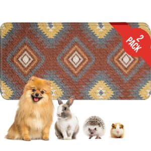 washable pee pads for dogs, reusable 24’’x 48’’ waterproof boho mats for puppy, guinea pig, rabbit,highly absorbent,ultra soft, non-slip,machine washable,stylish design,pack of 2, red-brown