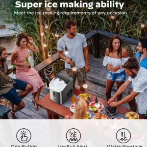 Nugget Ice Maker Countertop, Silonn Chewable Pellet Ice Machine with Self-Cleanin Function, 33lbs/24H Portable Ice Makers for Home Kitchen Officce, Stainless Steel