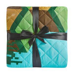 Minecraft Bedspread Twin Set for Kids - Bundle with Minecraft Quilted Bedspread for Twin Bed Plus Stickers, More | Minecraft Twin Bedding Set for Boys