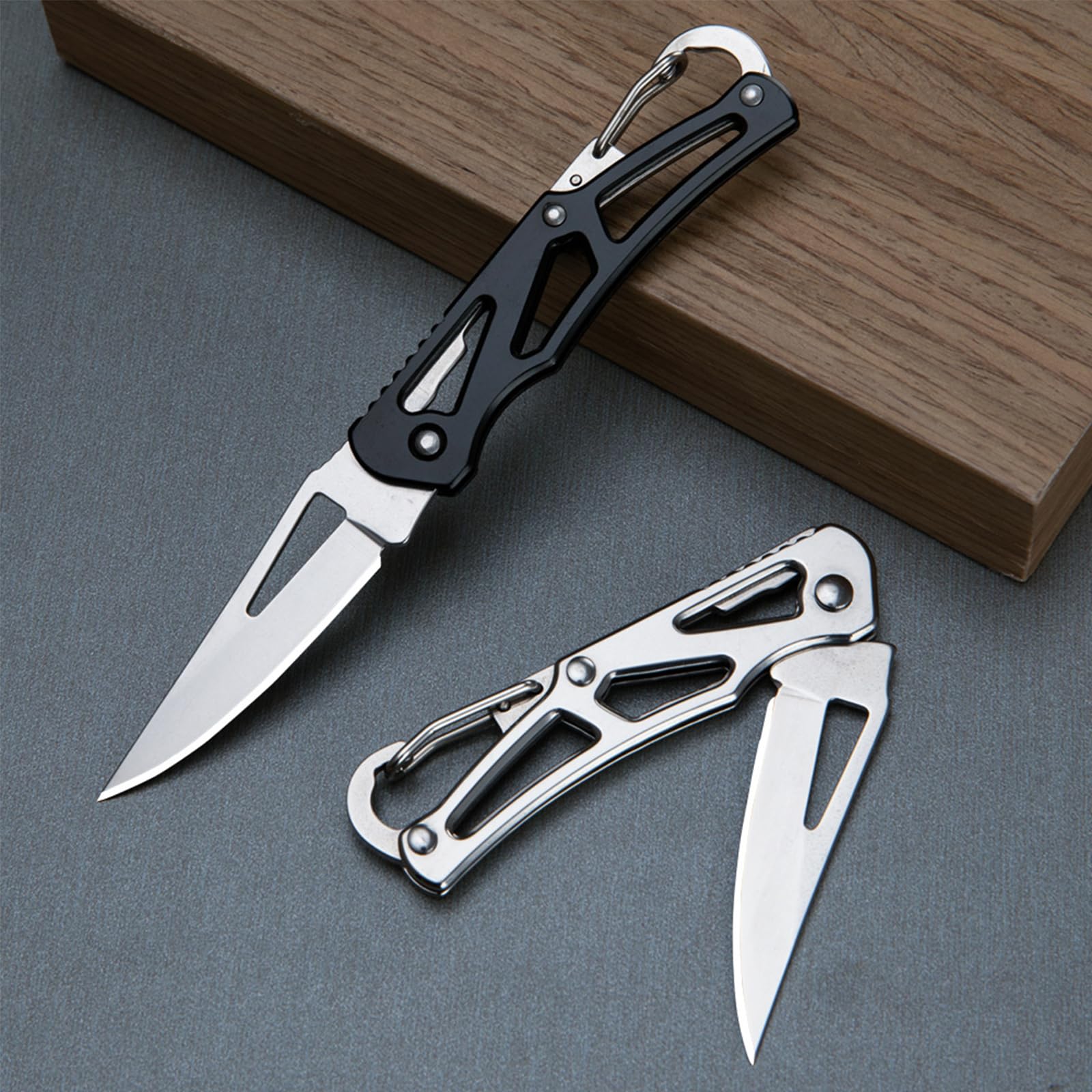 10MOONS Mini Pocket Knife - 5.9 Inch Plain Edge Stainless Steel Keychain Knife for EDC Box Envelope, Small Pocket Knife Every Day Carry Tool for Men&Women (1Pack)