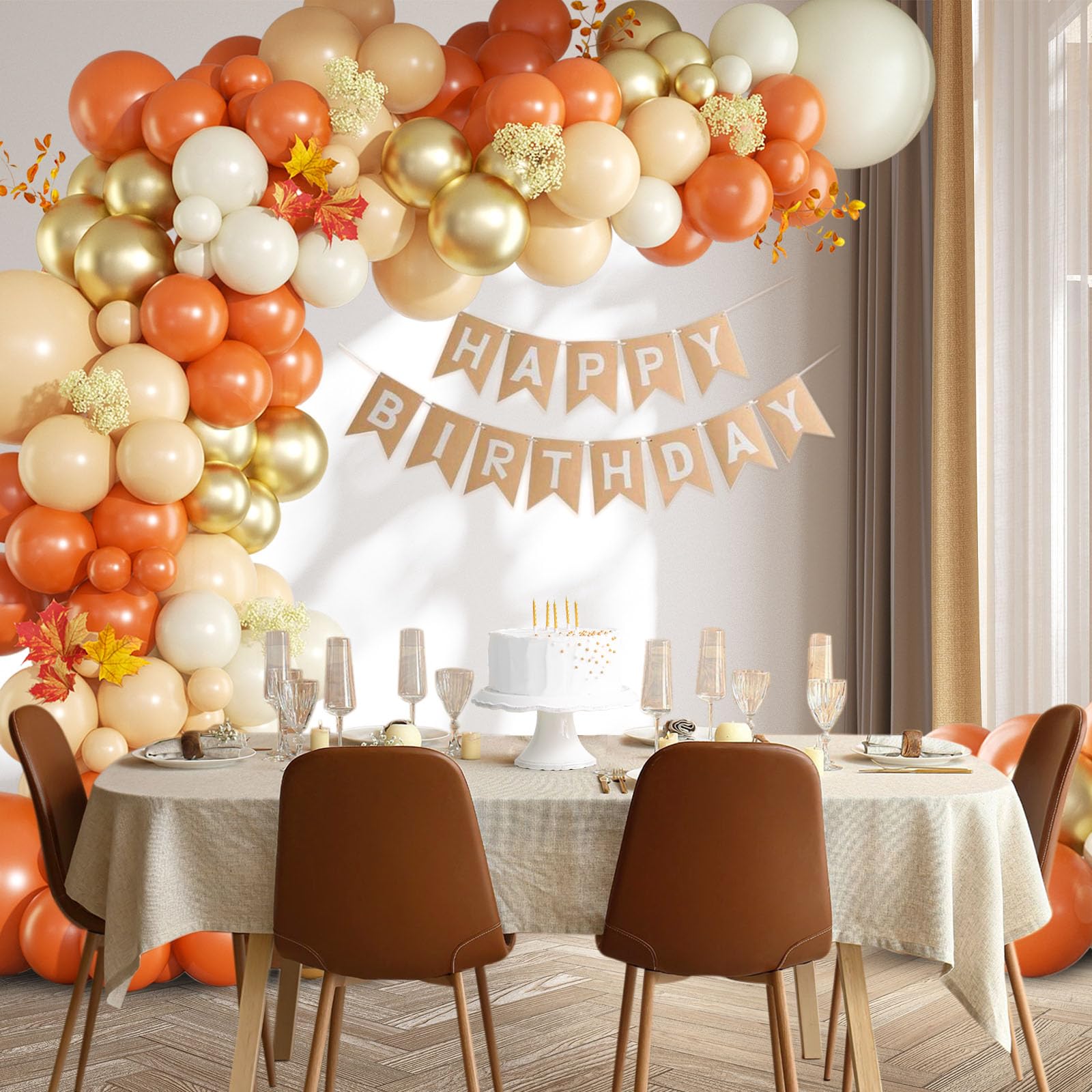 149pcs Fall Balloon Arch Kit Thanksgiving Balloon Arch Little Pumkin Balloon Garland with Brown Burnt Orange Balloons Different Sizes for Birthday Little Pumpkin Wedding Fall Baby Shower Decorations