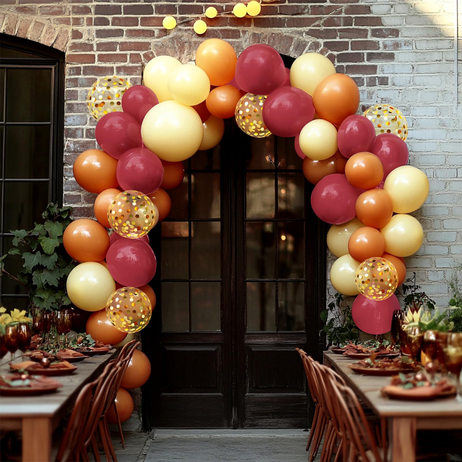 YAOWKY Fall Balloons Garland Arch Kit,100pcs 12In Burnt Orange and Yellow Burgundy Gold Confetti Latex Balloons for Fall Baby Shower Birthday ThanksGiving Pumpkin Themed Party Decorations