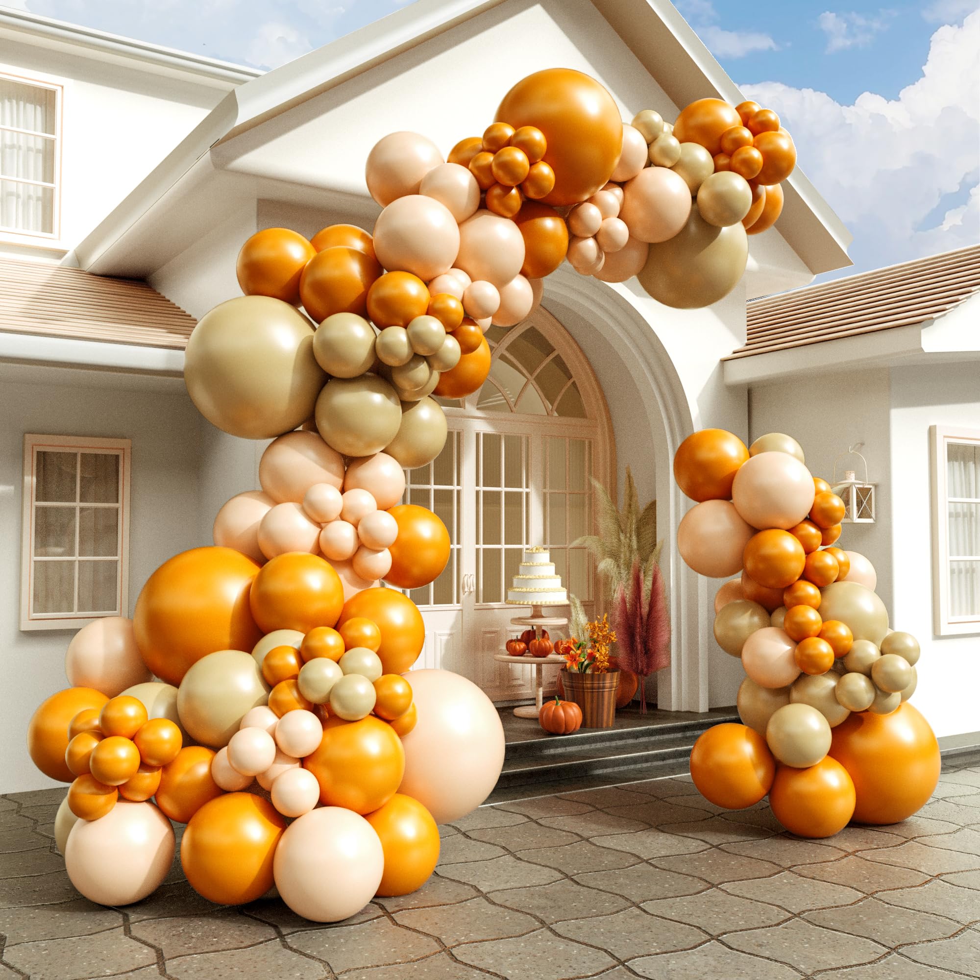 Vidavan Thanksgiving Balloons Fall Balloon Arch Kit, 111pcs Burnt Orange and Apricot Peach Double Stuffed Balloons for ThanksGiving Fall Baby Shower Birthday