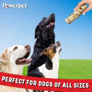 Powerpet Treats Bully Beef Cheek Rolls for Dogs - 100% Natural & Highly Digestible - High Protein, Low Fat - No Rawhide - Soft & Thick Chew Treat - Good Dental Hygiene - Bully Sprinkled Flavor - 3pc