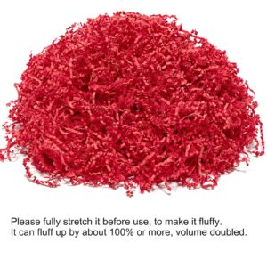 Mefleet 1 LB Crinkle Cut Paper Shred Filler Red Crinkle Paper Shredded Paper for Gift Box - Gift Basket Filler - Gift Box Stuffing for Christmas Xmas Holiday Packaging Wrapping