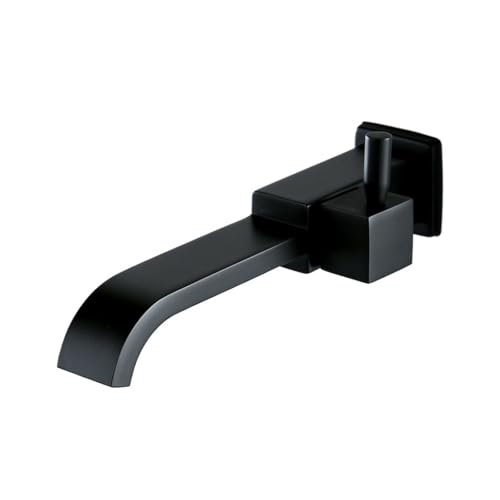 Wall Mounted Basin Faucet Brass Single Handle Tap Hotal Bathroom Accessories Single Cold Water Bath Black Silver Sink Faucets(Type 1 Black)