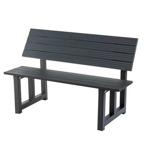 TECSPACE Aluminum Outdoor Convertible Bench Black, Total 400 LBS Load Capacity Bench Light Weight, All-in-one Table & Bench, Multi-Functional Outdoor Bench/Work Table for Park Garden, Patio and Lounge