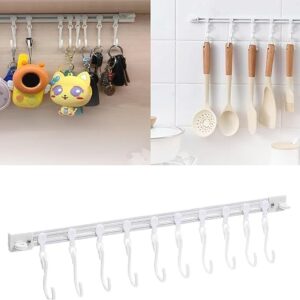 Aasipsuo Multifunctional Slide Rail Hook, Key Hook Track Wall Mounted, Hanging Pot Rack Hanger, Adhesive Coat Hook Rail, Multi-Purpose Rail Hook for Kitchen Cabinet (30cm/11.81in)