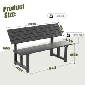 TECSPACE Aluminum Outdoor Convertible Bench Black, Total 400 LBS Load Capacity Bench Light Weight, All-in-one Table & Bench, Multi-Functional Outdoor Bench/Work Table for Park Garden, Patio and Lounge