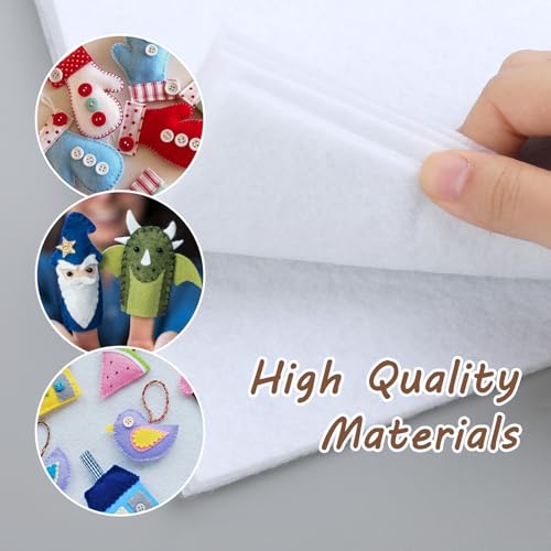 Jeffdad 10Pcs Felt Fabric Sheets, 11.8"x7.87" Soft Craft Felt Sheets for Crafts DIY Patchwork Sewing School Projects Decoration 1mm Thick(White)