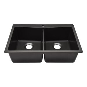 33" x 22" quartz kitchen sink, double bowl kitchen sinks, drop in sink, large sinks quartz undermount kitchen sink, galaxy black kitchen sink, double sink kitchen, lexicon platinum lp-800tm-k-so