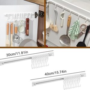 Aasipsuo Multifunctional Slide Rail Hook, Key Hook Track Wall Mounted, Hanging Pot Rack Hanger, Adhesive Coat Hook Rail, Multi-Purpose Rail Hook for Kitchen Cabinet (30cm/11.81in)